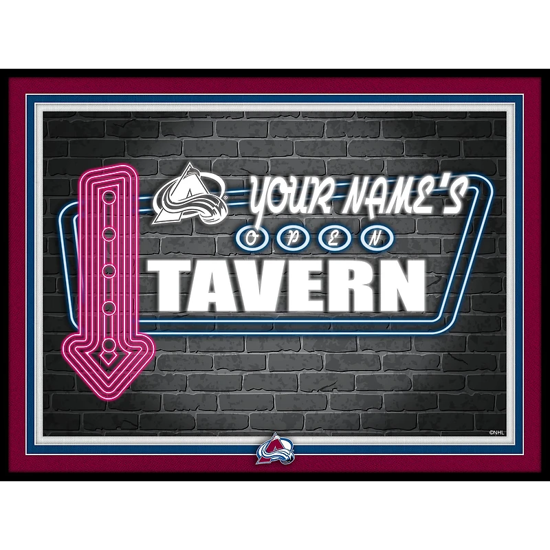 Colorado Avalanche 12'' x 16'' Personalized Framed Neon Tavern Print