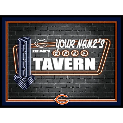 Black Chicago Bears 12'' x 16'' Personalized Framed Neon Tavern Print