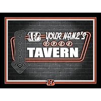 Black Cincinnati Bengals 12'' x 16'' Personalized Framed Neon Tavern Print
