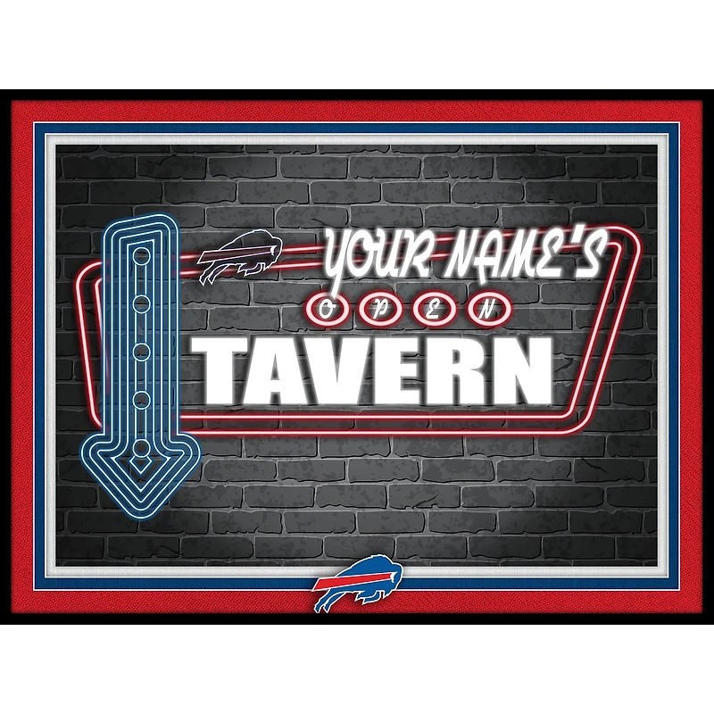 Black Buffalo Bills 12'' x 16'' Personalized Framed Neon Tavern Print