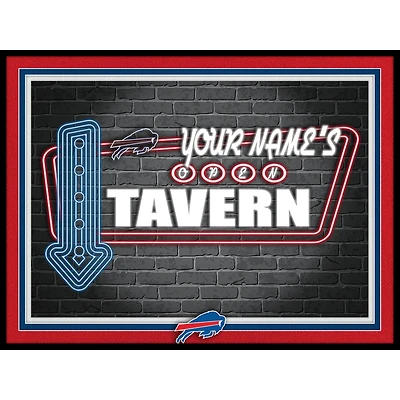 Black Buffalo Bills 12'' x 16'' Personalized Framed Neon Tavern Print