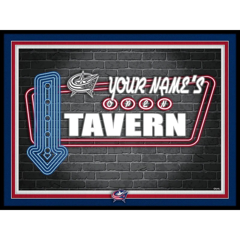 Columbus Blue Jackets 12'' x 16'' Personalized Framed Neon Tavern Print