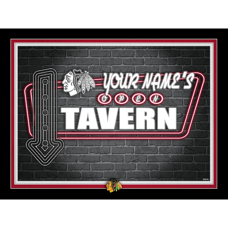 Chicago Blackhawks 12'' x 16'' Personalized Framed Neon Tavern Print