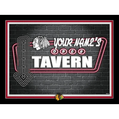 Chicago Blackhawks 12'' x 16'' Personalized Framed Neon Tavern Print