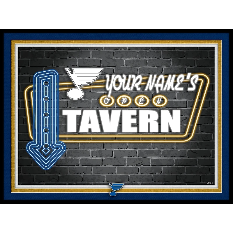 St. Louis Blues 12'' x 16'' Personalized Framed Neon Tavern Print