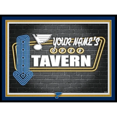 St. Louis Blues 12'' x 16'' Personalized Framed Neon Tavern Print