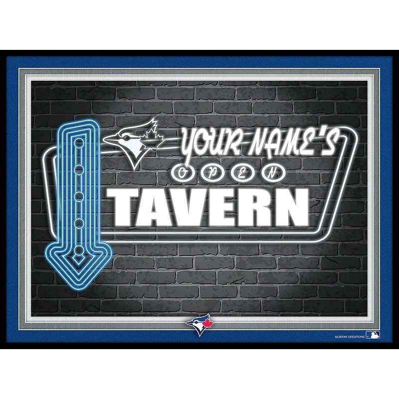 Black Toronto Blue Jays 12'' x 16'' Personalized Framed Neon Tavern Print