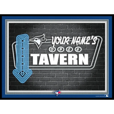 Black Toronto Blue Jays 12'' x 16'' Personalized Framed Neon Tavern Print