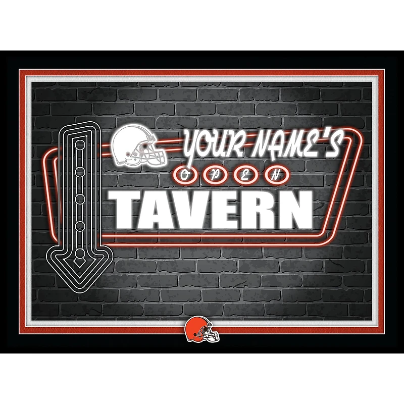 Black Cleveland Browns 12'' x 16'' Personalized Framed Neon Tavern Print