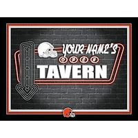 Black Cleveland Browns 12'' x 16'' Personalized Framed Neon Tavern Print