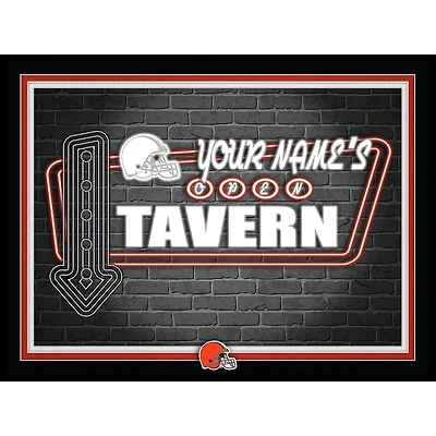Black Cleveland Browns 12'' x 16'' Personalized Framed Neon Tavern Print