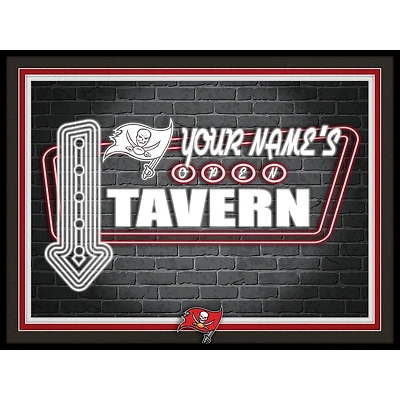 Black Tampa Bay Buccaneers 12'' x 16'' Personalized Framed Neon Tavern Print