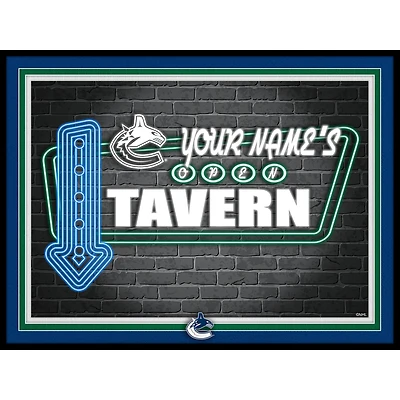 Vancouver Canucks 12'' x 16'' Personalized Framed Neon Tavern Print