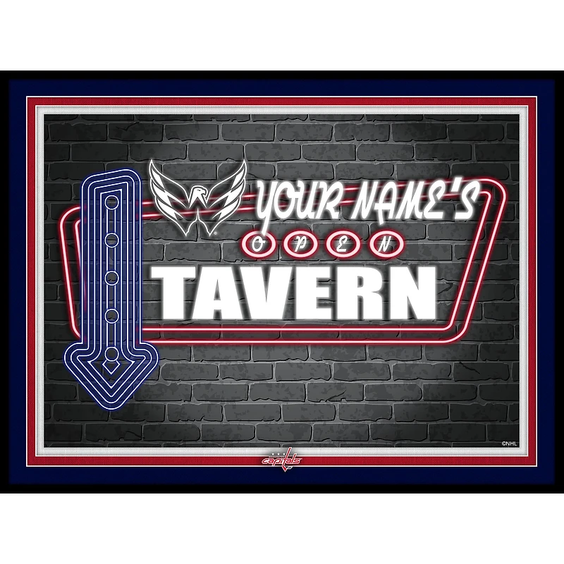 Washington Capitals 12'' x 16'' Personalized Framed Neon Tavern Print
