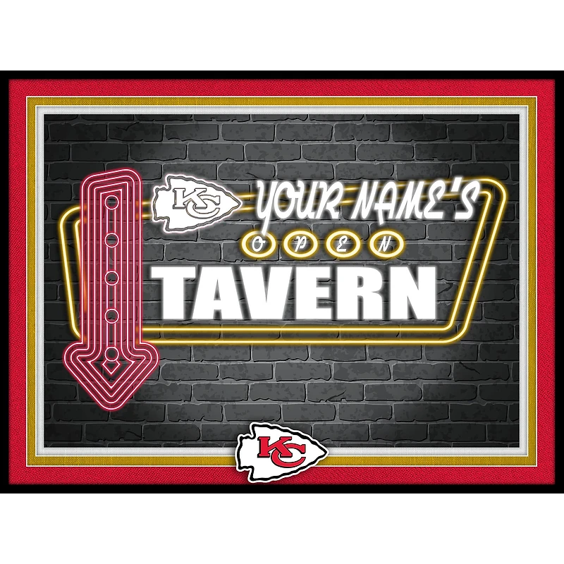 Black Kansas City Chiefs 12'' x 16'' Personalized Framed Neon Tavern Print