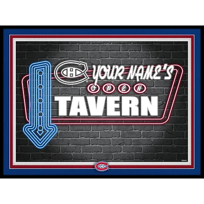 Montreal Canadiens 12'' x 16'' Personalized Framed Neon Tavern Print