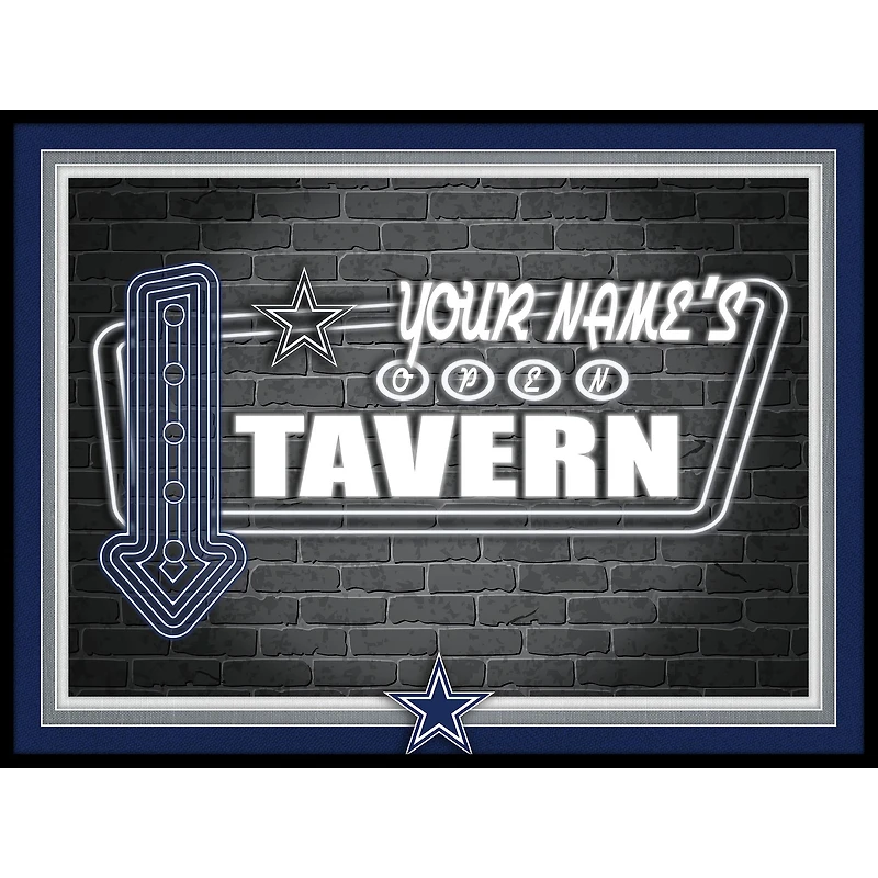 Black Dallas Cowboys 12'' x 16'' Personalized Framed Neon Tavern Print