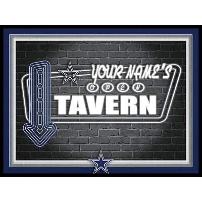 Black Dallas Cowboys 12'' x 16'' Personalized Framed Neon Tavern Print