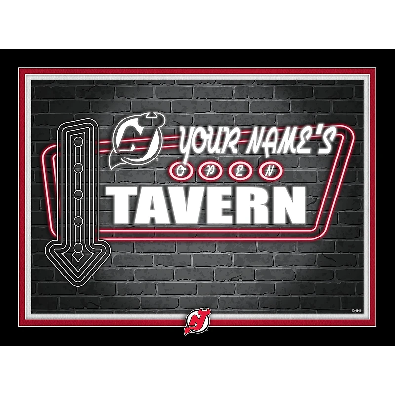 New Jersey Devils 12'' x 16'' Personalized Framed Neon Tavern Print