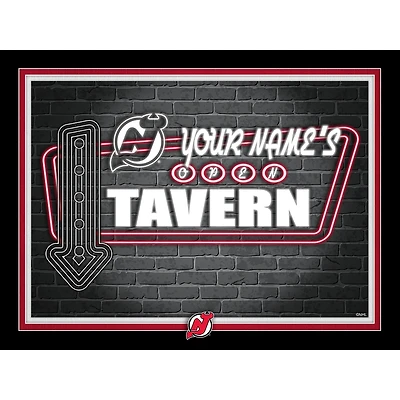New Jersey Devils 12'' x 16'' Personalized Framed Neon Tavern Print