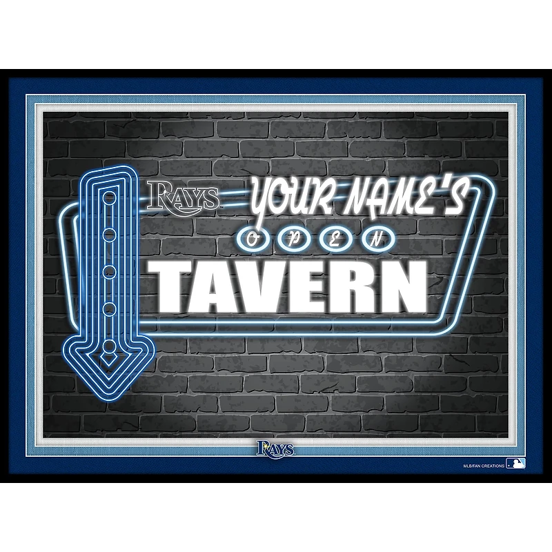 Black Tampa Bay Rays 12'' x 16'' Personalized Framed Neon Tavern Print