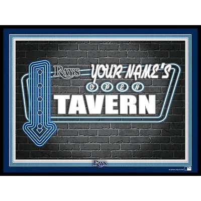 Black Tampa Bay Rays 12'' x 16'' Personalized Framed Neon Tavern Print