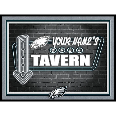 Black Philadelphia Eagles 12'' x 16'' Personalized Framed Neon Tavern Print