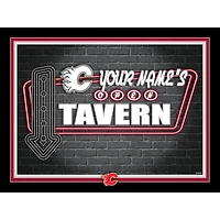 Calgary Flames 12'' x 16'' Personalized Framed Neon Tavern Print