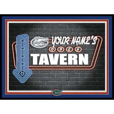 Black Florida Gators 12'' x 16'' Personalized Framed Neon Tavern Print