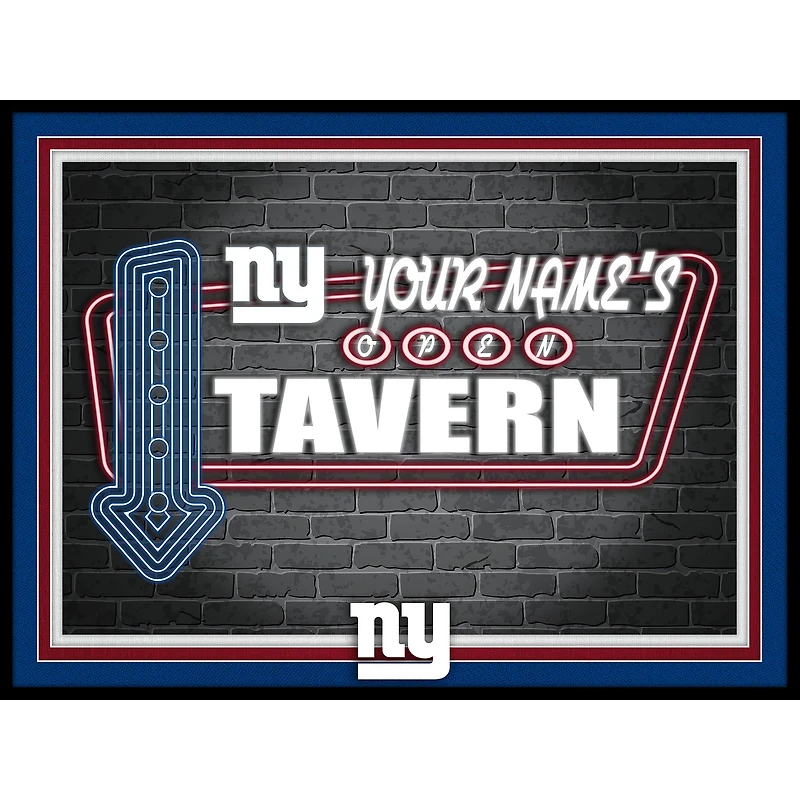 Black New York Giants 12'' x 16'' Personalized Framed Neon Tavern Print
