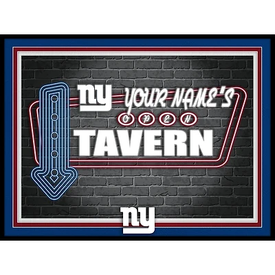 Black New York Giants 12'' x 16'' Personalized Framed Neon Tavern Print
