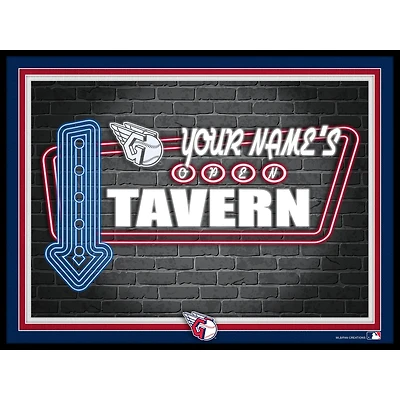 Black Cleveland Guardians 12'' x 16'' Personalized Framed Neon Tavern Print