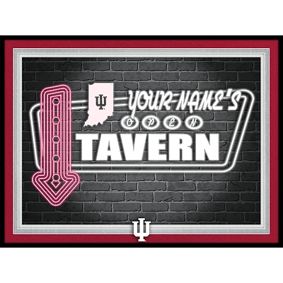 Black Indiana Hoosiers 12'' x 16'' Personalized Framed Neon Tavern Print
