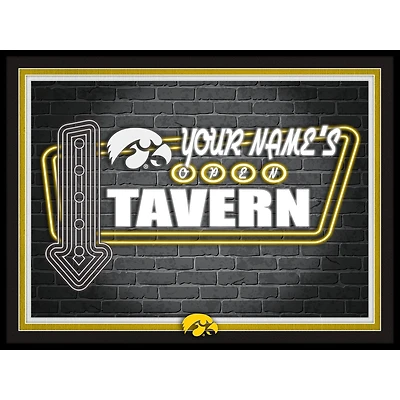 Black Iowa Hawkeyes 12'' x 16'' Personalized Framed Neon Tavern Print