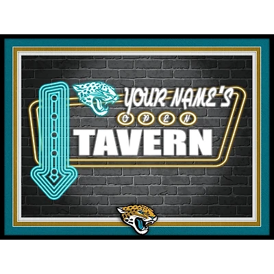 Black Jacksonville Jaguars 12'' x 16'' Personalized Framed Neon Tavern Print