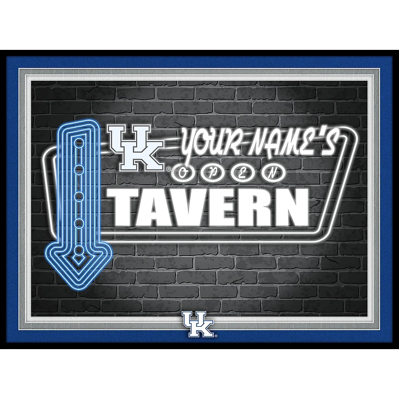 Black Kentucky Wildcats 12'' x 16'' Personalized Framed Neon Tavern Print