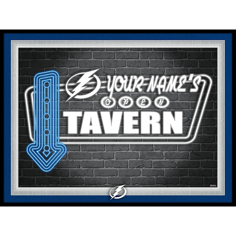 Tampa Bay Lightning 12'' x 16'' Personalized Framed Neon Tavern Print