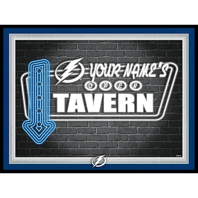 Tampa Bay Lightning 12'' x 16'' Personalized Framed Neon Tavern Print
