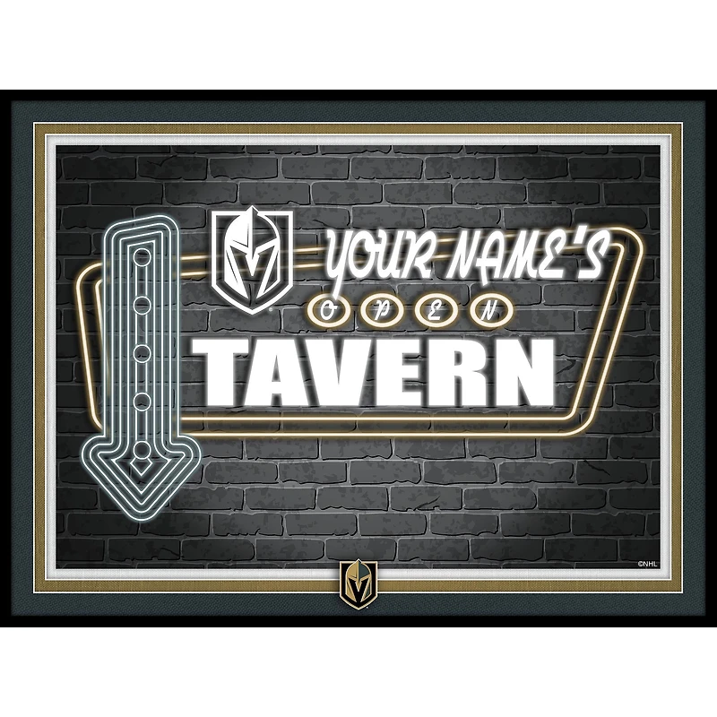 Vegas Golden Knights 12'' x 16'' Personalized Framed Neon Tavern Print