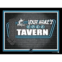 Black Miami Marlins 12'' x 16'' Personalized Framed Neon Tavern Print