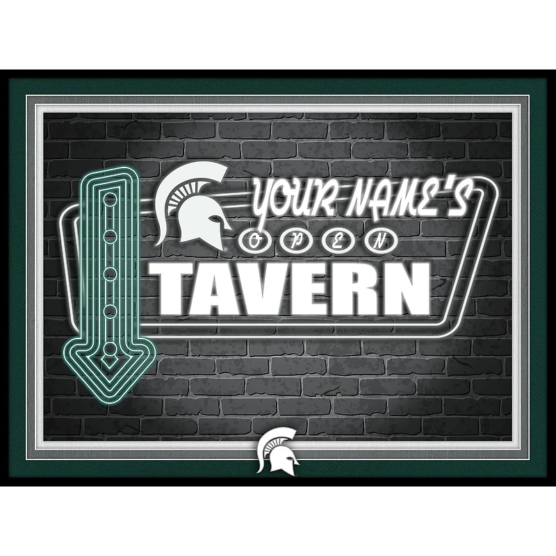 Black Michigan State Spartans 12'' x 16'' Personalized Framed Neon Tavern Print