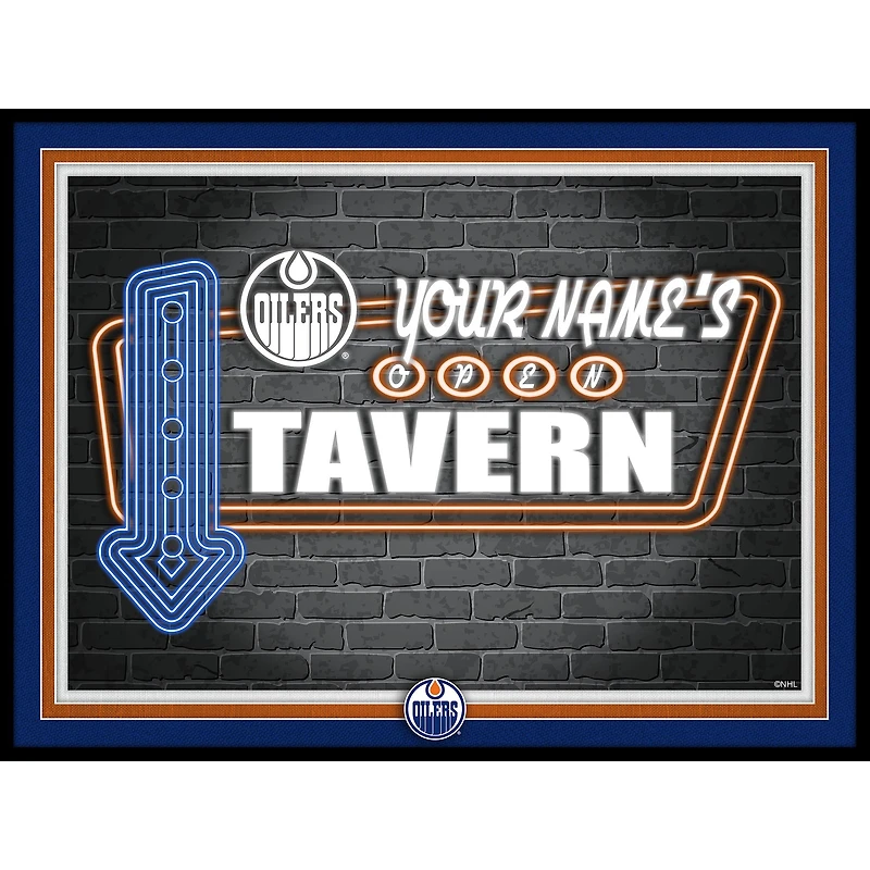 Edmonton Oilers 12'' x 16'' Personalized Framed Neon Tavern Print
