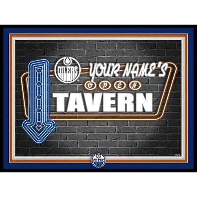 Edmonton Oilers 12'' x 16'' Personalized Framed Neon Tavern Print