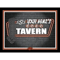 Black Oklahoma State Cowboys 12'' x 16'' Personalized Framed Neon Tavern Print