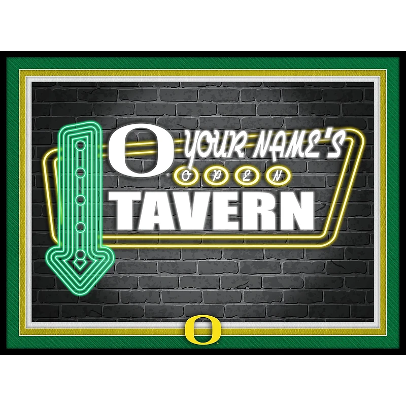 Black Oregon Ducks 12'' x 16'' Personalized Framed Neon Tavern Print
