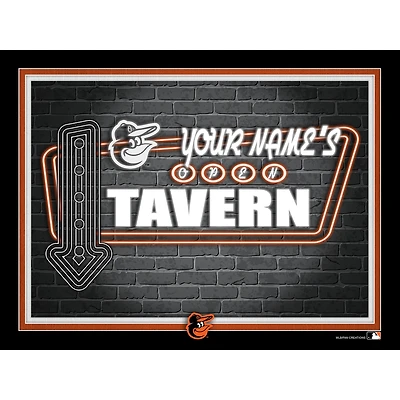 Black Baltimore Orioles 12'' x 16'' Personalized Framed Neon Tavern Print