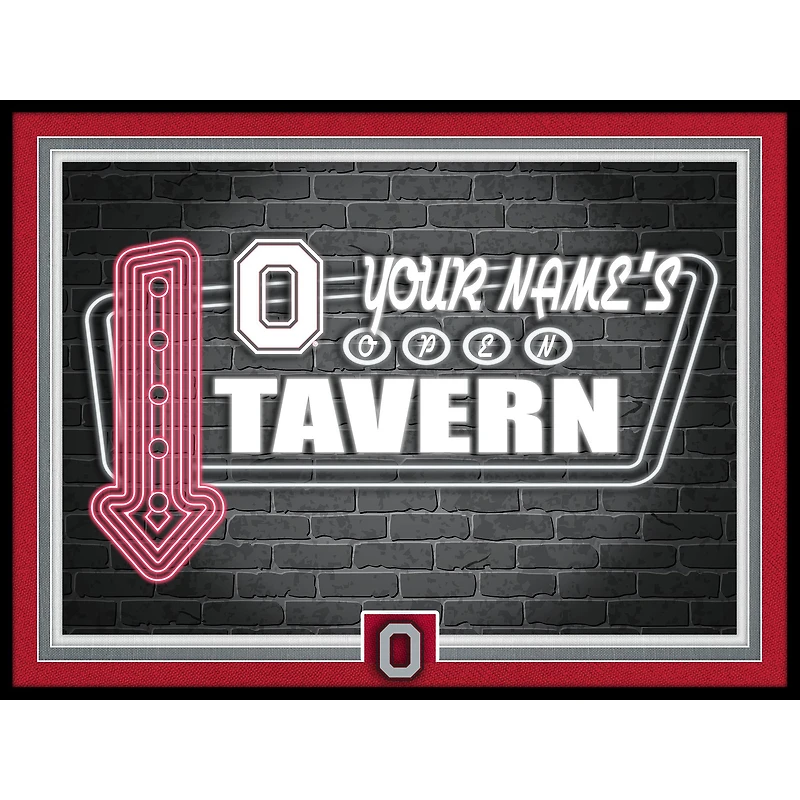 Black Ohio State Buckeyes 12'' x 16'' Personalized Framed Neon Tavern Print