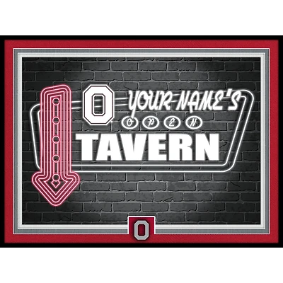 Black Ohio State Buckeyes 12'' x 16'' Personalized Framed Neon Tavern Print