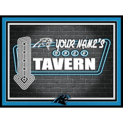 Black Carolina Panthers 12'' x 16'' Personalized Framed Neon Tavern Print