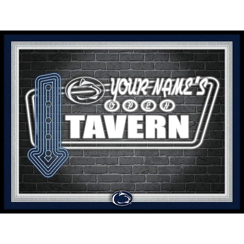 Black Penn State Nittany Lions 12'' x 16'' Personalized Framed Neon Tavern Print